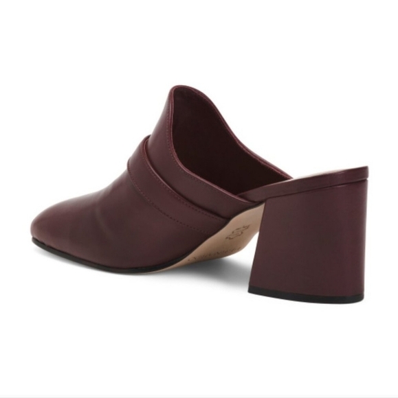 🔹️BERNARDO🔹️ Made In Brazil Leather Natasia Heeled women Mules bordeaux Sz 9.5 - Picture 7 of 7